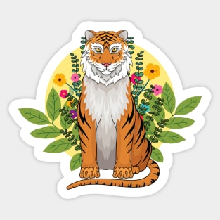 Tiger and Flowers Sticker